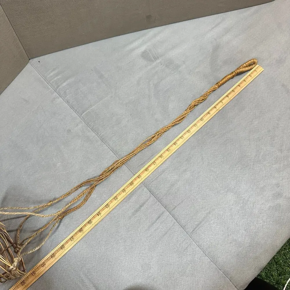 Small Woven Hanging Plant Basket Rope Sticks Handmade Minimalist Boho Natural